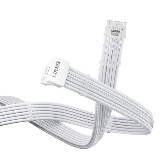 1stPlayer модулен кабел Custom Sleeved Modding Cable White - PCIe 5.0 12VHPWR M/M - FM2-B-WH 1stPlayer модулен кабел Custom Sleeved Modding Cable White - PCIe 5.0 12VHPWR M/M - FM2-B-WH