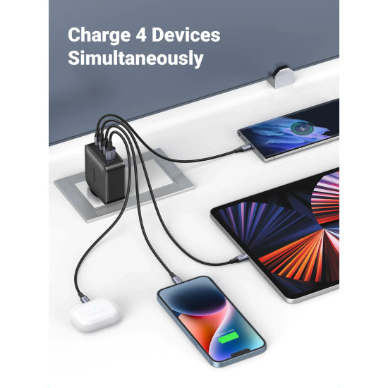 Ugreen универсално зарядно за стена Charger Wall 65W GaN CD224, 1 x USB-A, 3 x Type-C - 70774