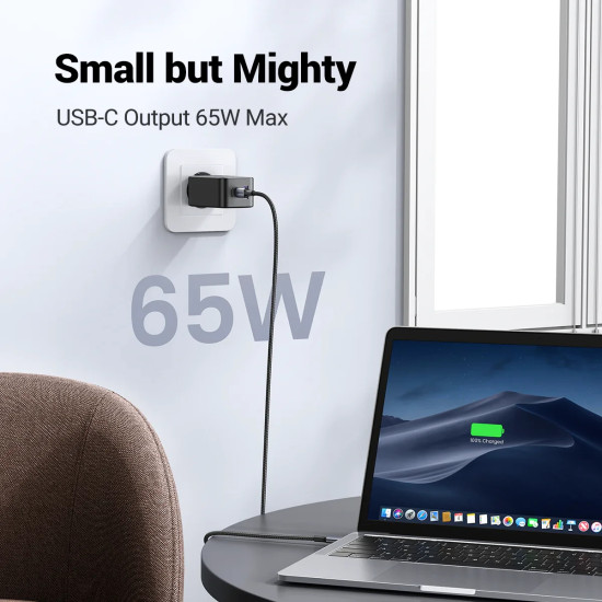 Ugreen универсално зарядно за стена Charger Wall 65W GaN CD244, 1 x USB-A, 2 x Type-C, Black - 10335 Ugreen универсално зарядно за стена Charger Wall 65W GaN CD244, 1 x USB-A, 2 x Type-C, Black - 10335