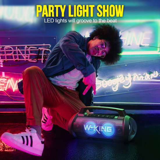 W-King Блутут мобилна парти колонка Bluetooth Party Speaker - D10 Black - 70W, Karaoke mic input, Light Show W-King Блутут мобилна парти колонка Bluetooth Party Speaker - D10 Black - 70W, Karaoke mic input, Light Show