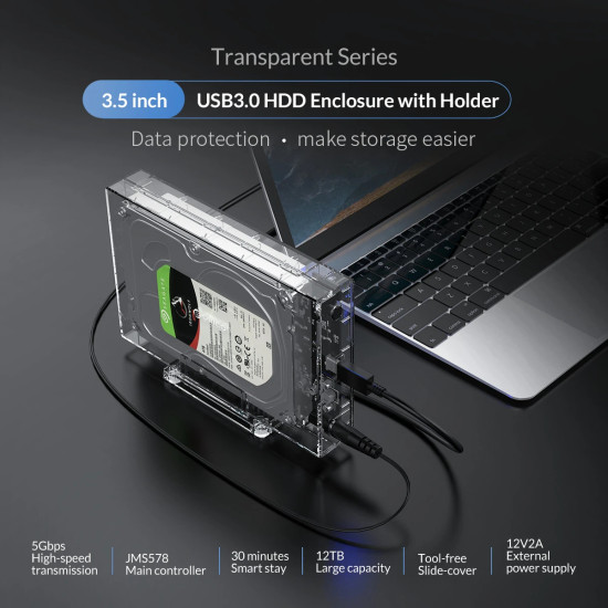 Orico кутия за диск Storage - Case - 3.5 inch USB3.0 transparent, Vertical - 3159U3 Orico кутия за диск Storage - Case - 3.5 inch USB3.0 transparent, Vertical - 3159U3