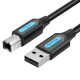 Vention Кабел USB 2.0 A Male to B Male, Black 1m - COQBF Vention Кабел USB 2.0 A Male to B Male, Black 1m - COQBF