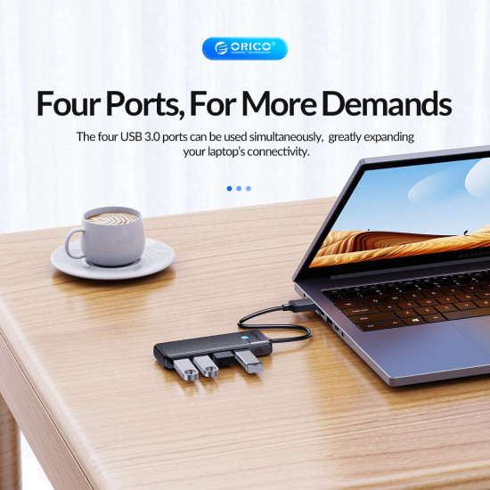 Orico хъб USB3.0 HUB 4 port Black - PAPW4A-U3-015-BK Orico хъб USB3.0 HUB 4 port Black - PAPW4A-U3-015-BK