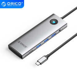 Orico докинг станция Type-C Docking Station Power Distribution 100W - HDMI, Type-C x 1, USB3.0 x 3, LAN 1000Mbps Gigabit, SD/TF, VGA, Audio - PW11-10P-GY Orico докинг станция Type-C Docking Station Power Distribution 100W - HDMI, Type-C x 1, USB3.0 x 3, LAN 1000Mbps Gigabit, SD/TF, VGA, Audio - PW11-10P-GY