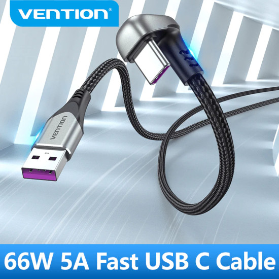 Vention Кабел USB 3.1 Type-C / USB 2.0 AM - 1.5M Black U-Shaped, Aluminum Alloy 5A - COHHG Vention Кабел USB 3.1 Type-C / USB 2.0 AM - 1.5M Black U-Shaped, Aluminum Alloy 5A - COHHG