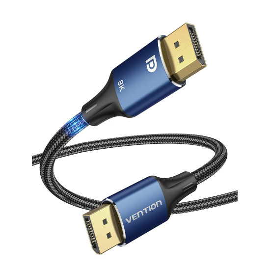 Vention кабел Display Port 1.4 DP M / M 8K 1m - Cotton Braided, Blue Aluminum Alloy - HCELF Vention кабел Display Port 1.4 DP M / M 8K 1m - Cotton Braided, Blue Aluminum Alloy - HCELF