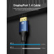 Vention кабел Display Port 1.4 DP M / M 8K 1m - Cotton Braided, Blue Aluminum Alloy - HCELF Vention кабел Display Port 1.4 DP M / M 8K 1m - Cotton Braided, Blue Aluminum Alloy - HCELF