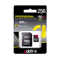 Addlink карта памет microSDXC 256GB Professional Class 10+ UHS-1 V30 U3 Adapter - ad256GBMSXU32A Addlink карта памет microSDXC 256GB Professional Class 10+ UHS-1 V30 U3 Adapter - ad256GBMSXU32A
