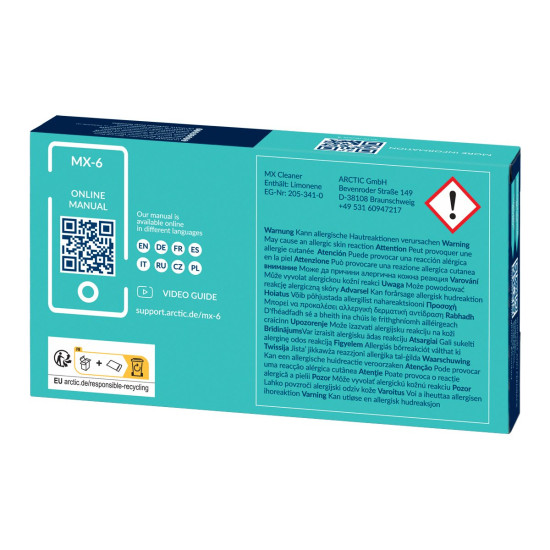 Arctic термо паста MX-6 Thermal Compound 4gr with 6pcs MX Cleaner Arctic термо паста MX-6 Thermal Compound 4gr with 6pcs MX Cleaner