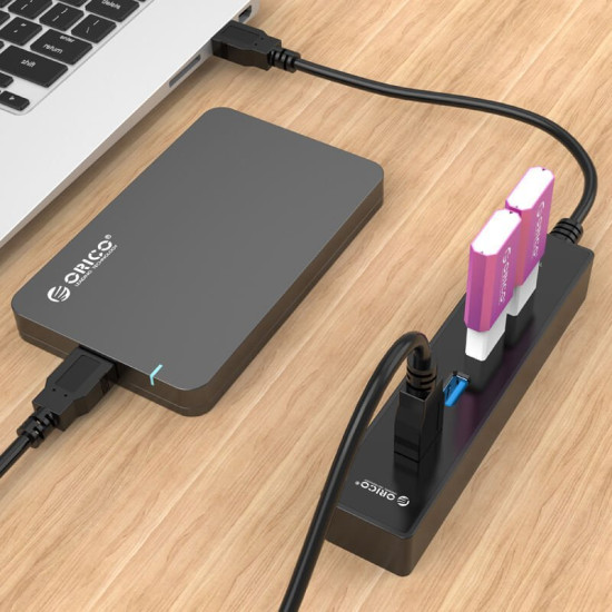 Orico хъб USB3.0 HUB 4 port black - W8PH4-U3-BK Orico хъб USB3.0 HUB 4 port black - W8PH4-U3-BK