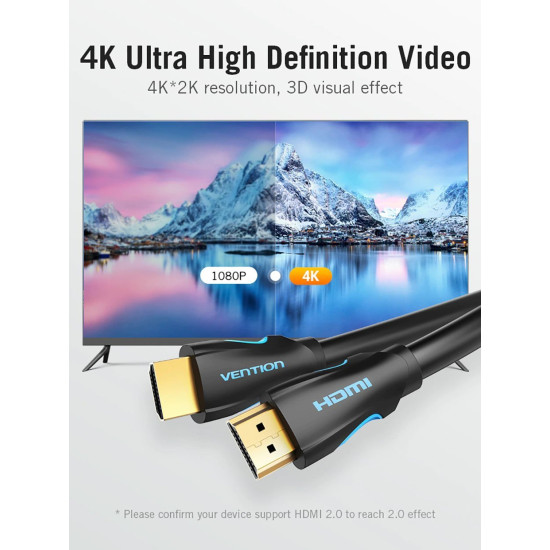 Vention кабел Cable HDMI 2.0 15.0m - 4K/60Hz Black - VAA-M02-B1500