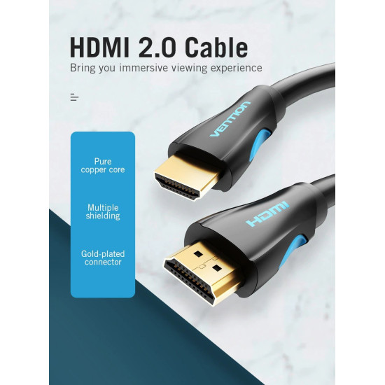 Vention кабел Cable HDMI 2.0 15.0m - 4K/60Hz Black - VAA-M02-B1500
