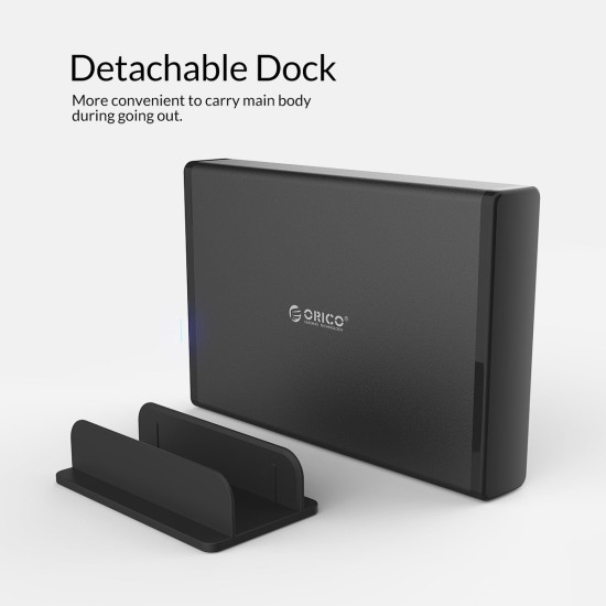 Orico кутия за диск Storage - Case - 3.5 inch Vertical, USB3.0, Power adapter, UASP, black - 7688U3-BK
