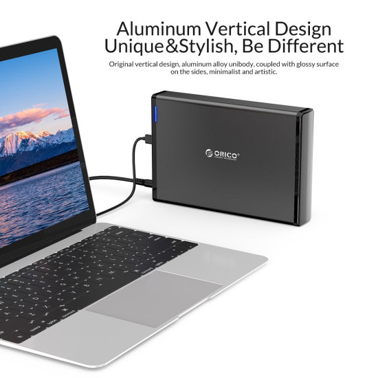 Orico кутия за диск Storage - Case - 3.5 inch Vertical, USB3.1 Type-C, Power adapter, UASP, black - 7688C3-BK Orico кутия за диск Storage - Case - 3.5 inch Vertical, USB3.1 Type-C, Power adapter, UASP, black - 7688C3-BK