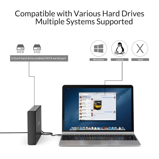 Orico кутия за диск Storage - Case - 3.5 inch Vertical, USB3.1 Type-C, Power adapter, UASP, black - 7688C3-BK Orico кутия за диск Storage - Case - 3.5 inch Vertical, USB3.1 Type-C, Power adapter, UASP, black - 7688C3-BK