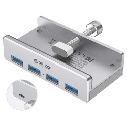 Orico хъб USB 3.0 HUB Clip Type 4 port - aux Micro-USB power input, Aluminum - MH4PU-P-SV Orico хъб USB 3.0 HUB Clip Type 4 port - aux Micro-USB power input, Aluminum - MH4PU-P-SV