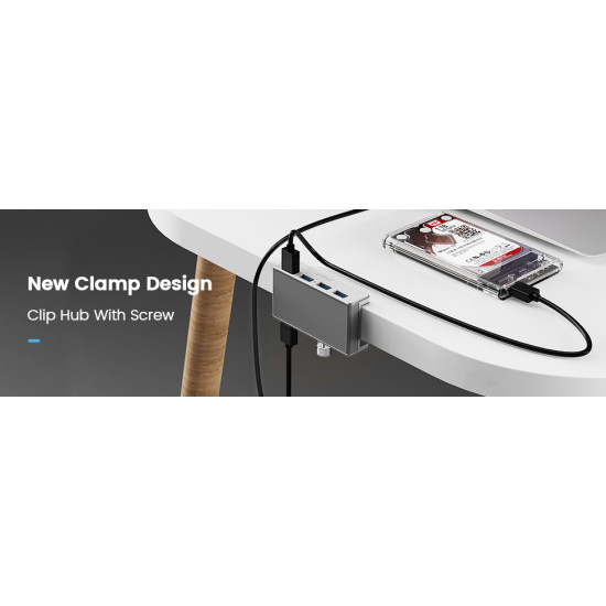 Orico хъб USB 3.0 HUB Clip Type 4 port - aux Micro-USB power input, Aluminum - MH4PU-P-SV Orico хъб USB 3.0 HUB Clip Type 4 port - aux Micro-USB power input, Aluminum - MH4PU-P-SV