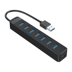 Orico хъб USB3.0 HUB 7 port - Type C input, 0.15m cable, aux Type-C power input - TWU3-7A-BK Orico хъб USB3.0 HUB 7 port - Type C input, 0.15m cable, aux Type-C power input - TWU3-7A-BK