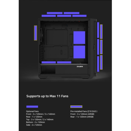 Zalman кутия Case EATX - Z10 DUO - Mesh/Tempered Glass Zalman кутия Case EATX - Z10 DUO - Mesh/Tempered Glass