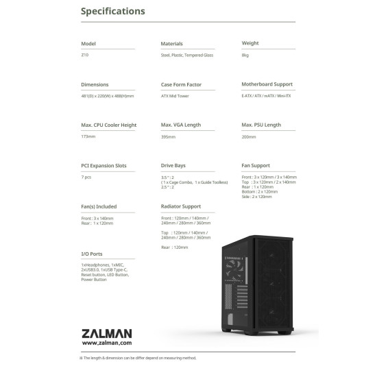 Zalman кутия Case EATX - Z10 - Mesh Zalman кутия Case EATX - Z10 - Mesh