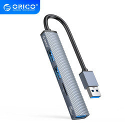 Orico хъб USB3.0/2.0 HUB 3 port + card reader, Aluminum - AH-A12F-GY Orico хъб USB3.0/2.0 HUB 3 port + card reader, Aluminum - AH-A12F-GY