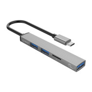 Orico хъб USB3.0/2.0 HUB 3 port + card reader TYPE C, Aluminum - AH-12F-GY Orico хъб USB3.0/2.0 HUB 3 port + card reader TYPE C, Aluminum - AH-12F-GY