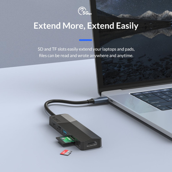 Orico докинг станция Docking Station Type-C 5-in-1 - MDK-5P Black - Card Reader, HDMI, USB3.0 x1, USB2.0 x1 Orico докинг станция Docking Station Type-C 5-in-1 - MDK-5P Black - Card Reader, HDMI, USB3.0 x1, USB2.0 x1