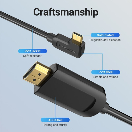 Vention Кабел Type-C to HDMI Cable Right Angle 1.5M Black - CGVBG Vention Кабел Type-C to HDMI Cable Right Angle 1.5M Black - CGVBG