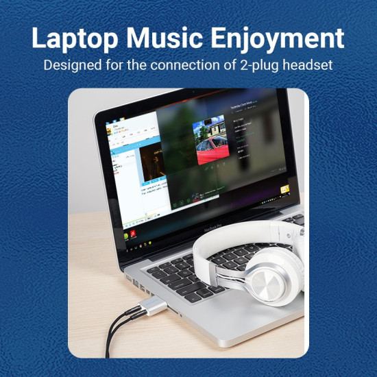 Vention външна звукова карта USB Sound card - Headphones, Mic, Silver - VAB-S13