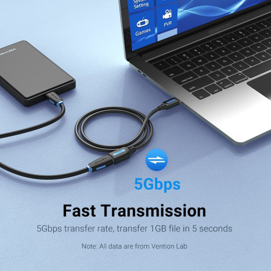 Vention Кабел USB 3.0 Extension AM / AF - 1.5M Black - CBHBG Vention Кабел USB 3.0 Extension AM / AF - 1.5M Black - CBHBG