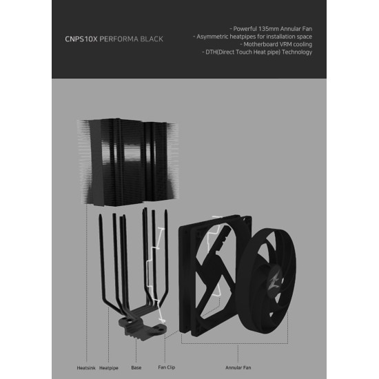 Zalman охладител за процесор CPU Cooler CNPS10X PERFORMA BLACK Zalman охладител за процесор CPU Cooler CNPS10X PERFORMA BLACK