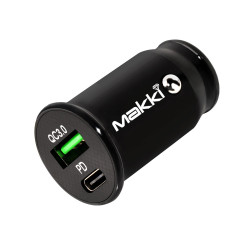 Makki зарядно за кола Fast Charger Car - Type-C + USB QC3.0  20W - MAKKI-CC20W02-BK Makki зарядно за кола Fast Charger Car - Type-C + USB QC3.0  20W - MAKKI-CC20W02-BK