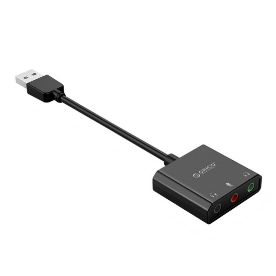 Orico външна звукова карта USB Sound card - Headphones, Mic, 4 PIN headset, Black - SKT3-BK Orico външна звукова карта USB Sound card - Headphones, Mic, 4 PIN headset, Black - SKT3-BK