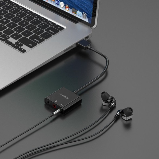 Orico външна звукова карта USB Sound card - Headphones, Mic, 4 PIN headset, Black - SKT3-BK Orico външна звукова карта USB Sound card - Headphones, Mic, 4 PIN headset, Black - SKT3-BK