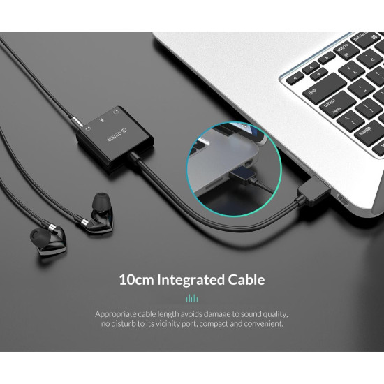 Orico външна звукова карта USB Sound card - Headphones, Mic, 4 PIN headset, Black - SKT3-BK Orico външна звукова карта USB Sound card - Headphones, Mic, 4 PIN headset, Black - SKT3-BK