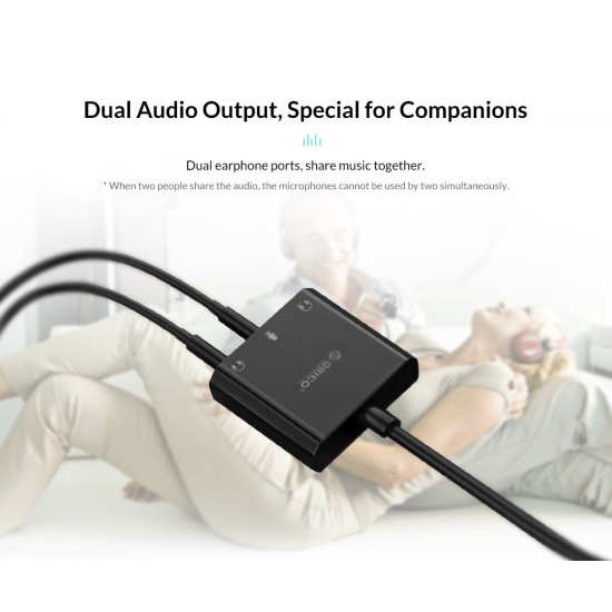 Orico външна звукова карта USB Sound card - Headphones, Mic, 4 PIN headset, Black - SKT3-BK Orico външна звукова карта USB Sound card - Headphones, Mic, 4 PIN headset, Black - SKT3-BK