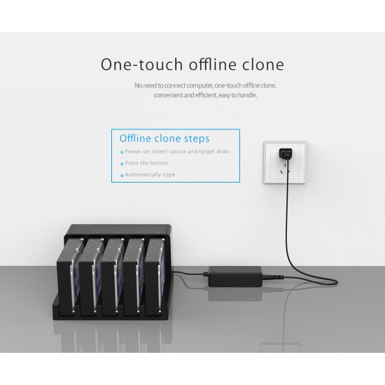 Orico докинг станция Storage - HDD/SSD Dock/Duplicator - 5x 2.5 and 3.5 inch USB3.0 - 6558US3 Orico докинг станция Storage - HDD/SSD Dock/Duplicator - 5x 2.5 and 3.5 inch USB3.0 - 6558US3