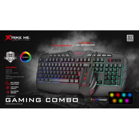 Xtrike ME Геймърски комплект Gaming COMBO 2-in-1 MK-880KIT - Keyboard, Mouse Xtrike ME Геймърски комплект Gaming COMBO 2-in-1 MK-880KIT - Keyboard, Mouse