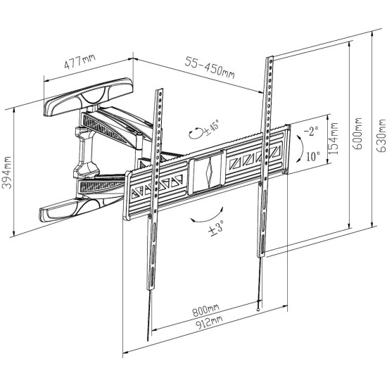 Makki стенна стойка за телевизор TV Mount - PM92 - Adjustable, 47 Makki стенна стойка за телевизор TV Mount - PM92 - Adjustable, 47