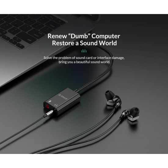 Orico външна звукова карта USB Sound card - Headphones, Mic, Black - SKT2-BK Orico външна звукова карта USB Sound card - Headphones, Mic, Black - SKT2-BK