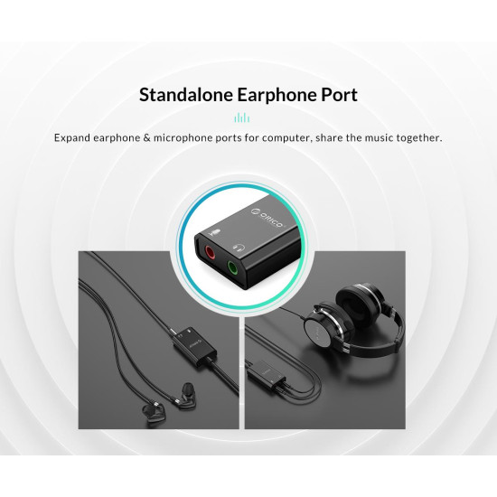 Orico външна звукова карта USB Sound card - Headphones, Mic, Black - SKT2-BK Orico външна звукова карта USB Sound card - Headphones, Mic, Black - SKT2-BK
