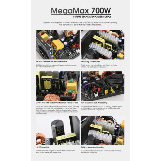 Zalman захранване PSU MegaMax 700W 80+ ZM700-TXII Zalman захранване PSU MegaMax 700W 80+ ZM700-TXII