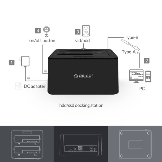 Orico докинг станция Storage - HDD/SSD Dock - 2 BAY Clone 2.5/3.5 USB3.0 - 6629US3-C Orico докинг станция Storage - HDD/SSD Dock - 2 BAY Clone 2.5/3.5 USB3.0 - 6629US3-C