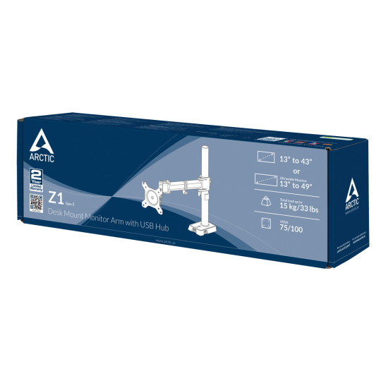 Arctic стойка за монитор Desk Mount Monitor 4xUSB - Z1 Gen 3 Arctic стойка за монитор Desk Mount Monitor 4xUSB - Z1 Gen 3