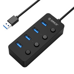 Orico хъб USB3.0 HUB 4 port black, 4 On/Off buttons - W9PH4-U3-BK Orico хъб USB3.0 HUB 4 port black, 4 On/Off buttons - W9PH4-U3-BK
