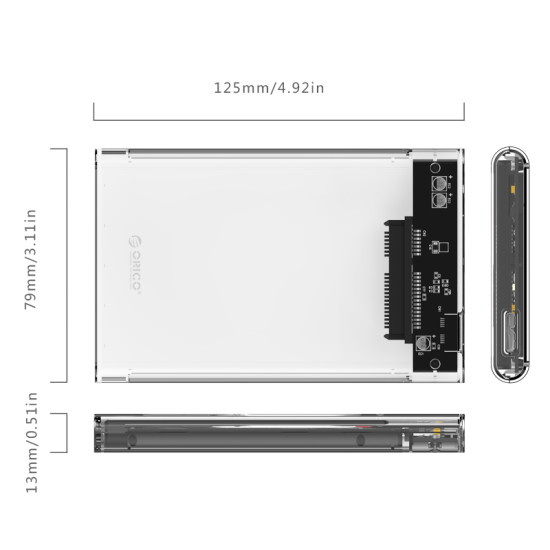 Orico прозрачна външна кутия за диск Storage - Case - 2.5 inch USB 3.0 transparent - 2139U3-CR Orico прозрачна външна кутия за диск Storage - Case - 2.5 inch USB 3.0 transparent - 2139U3-CR