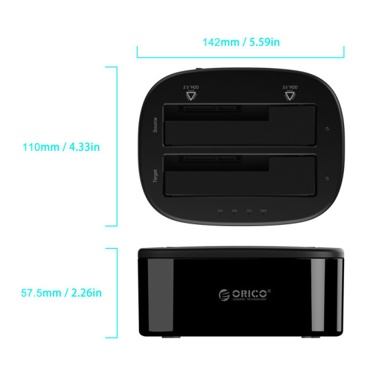 Orico докинг станция Storage - HDD/SSD Dock - 2 BAY Clone 2.5/3.5 USB3.0 - 6228US3-C Orico докинг станция Storage - HDD/SSD Dock - 2 BAY Clone 2.5/3.5 USB3.0 - 6228US3-C