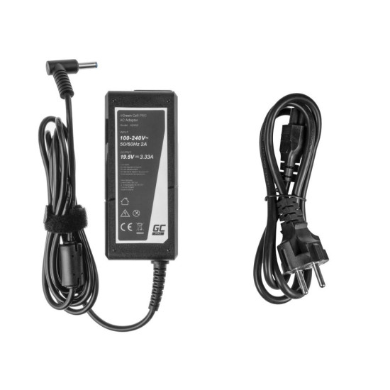 Захранване за лаптоп GREEN CELL, HP PRO Charger / AC Adapter 19.5V 3.33A 65W for HP 250 G2 G3 G4 G5 15-R 15-R100NW 15-R101NW 15-R104NW 15-R233NW  4,5mm- 3,0mm