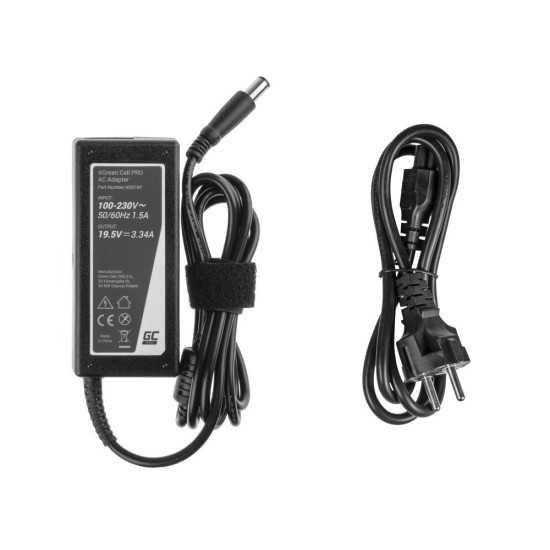 Захранване за лаптоп GREEN CELL, AC Adapter за DELL  PRO Charger / AC Adapter 19.5V 3.34A 65W for Dell Latitude E6330 E6410 E6430 E6530 E7440 Inspiron 15 5558 15R N5110