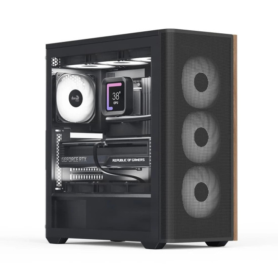 AeroCool кутия Case ATX - D501A Black, Addressable RGB, Wood AeroCool кутия Case ATX - D501A Black, Addressable RGB, Wood